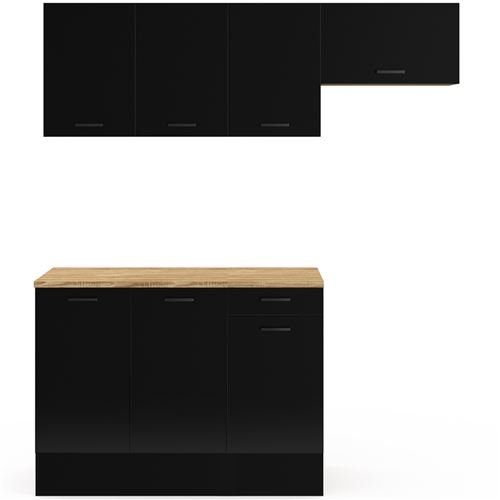 Cocina completa SUBTIL de 180 cm con encimera de madera y negra de 5 elementos - Imagen de 2