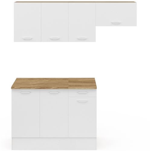 Cocina completa SUBTIL de 180 cm con 5 elementos de encimera de madera y blanco - Imagen de 2