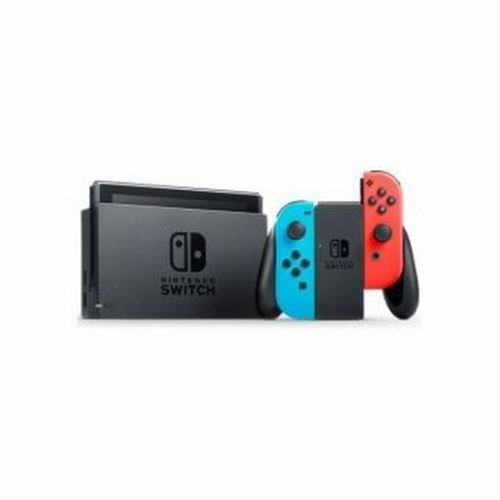 Consola Nintendo Switch con un par de Joy-Cons inalámbricos V3 en rojo y azul neón - Imagen de 2