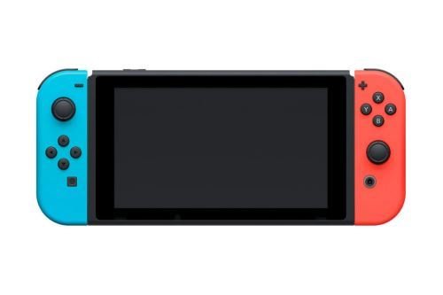 Consola Nintendo Switch con un par de Joy-Cons inalámbricos V3 en rojo y azul neón - Imagen de 3