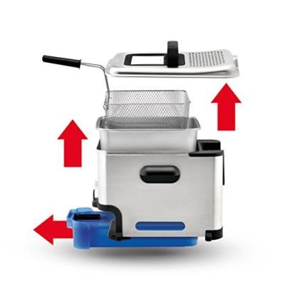 Tefal Oleoclean Pro FR804015 Inox & Design - Freidora - 3,5 litros - acero inoxidable cepillado / azul - Imagen de 4
