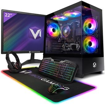 PC para juegos completa Vibox I-96 • Pantalla de 22 pulgadas • AMD Ryzen 3 3200G 4.0 GHz • Radeon Vega 8 • 8 GB de RAM • SSD de 480 GB • Sistema operativo Linux • WiFi
